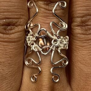 Intricate Silver and Brown Wire Ring